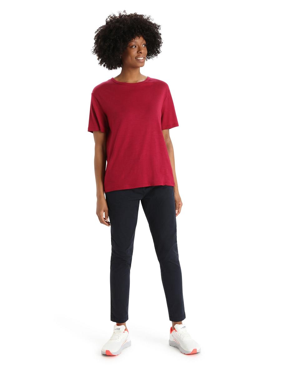 Cherry Icebreaker Merino Granary Short Sleeve Women's T Shirts | AU 1582ZUTG